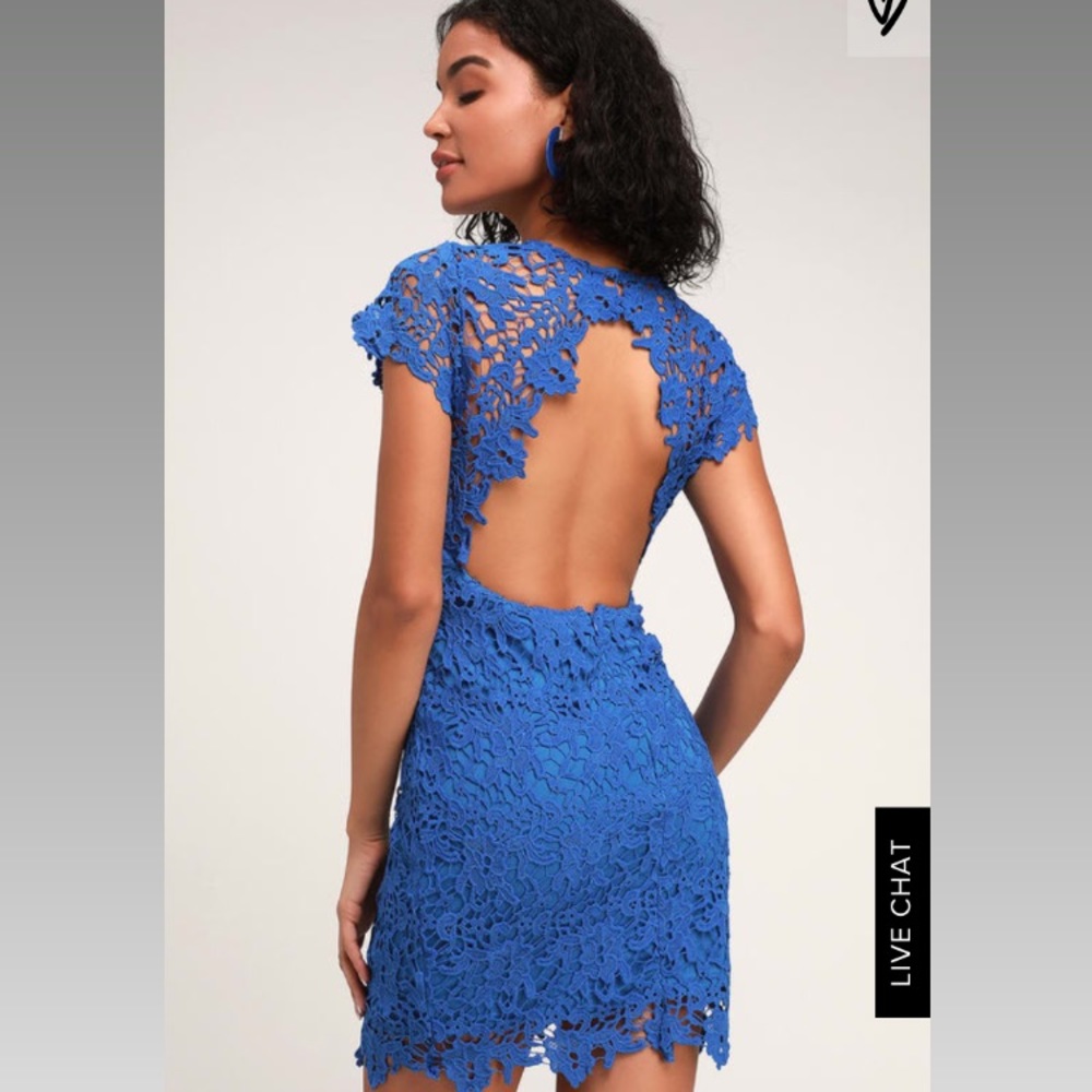 PARAMOUR ROYAL BLUE LACE BACKLESS BODYCON DRESS